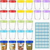 Lot de 24 boîtes de conservation avec couvercle - petites 120 ml - mini boîtes de conservation pour sauces, trempettes, snacks, yaourts, avec étiquettes autocollantes