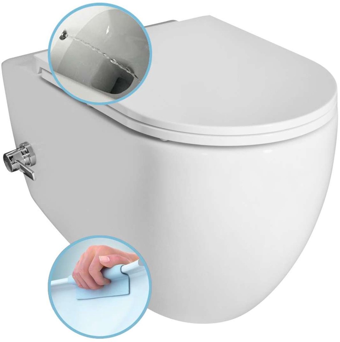 Sapho Infinity - Hangend toilet met bidetdouche, Rimless, wit 10NFS1005I