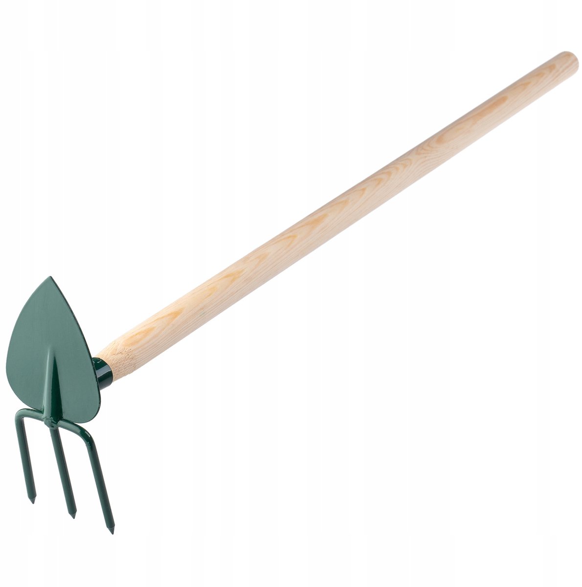 KADAX hak, tuinhak, dubbele hak voor tuin, losmaken en wieden van de grond, tuingereedschap van metaal, onkruidhak voor het verwijderen van onkruid (klein, 3 tanden - hart, met houten steel)