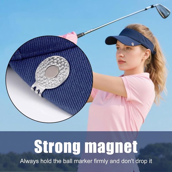 6st Magnetische Golfbalmarkeerder Petclips - Zilveren Pettenhouder - Professionele Golf Trainingsaccessoires voor Petten Broeken Handschoenen Riemen Cadeaus Vrouwen Mannen — afbeelding 3