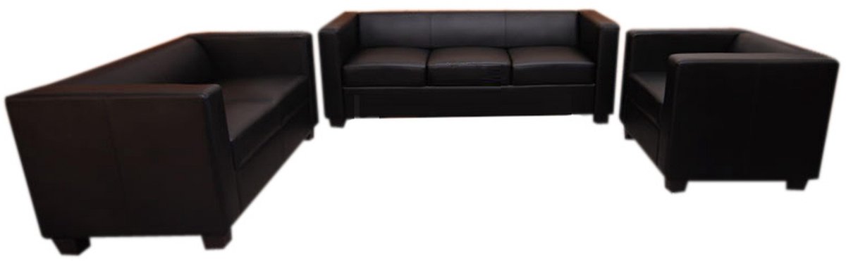 3-2-1 bankstel bankstel loungebank Lille ~ leer, zwart