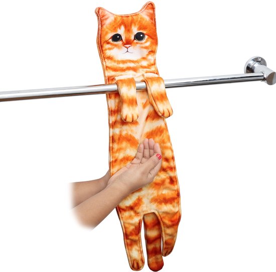 Schattige Kat Sneldrogende Hangende Handdoeken Decoratief Voor Badkamer Gezichtshanddoeken Grappige Cadeaus Voor Familie