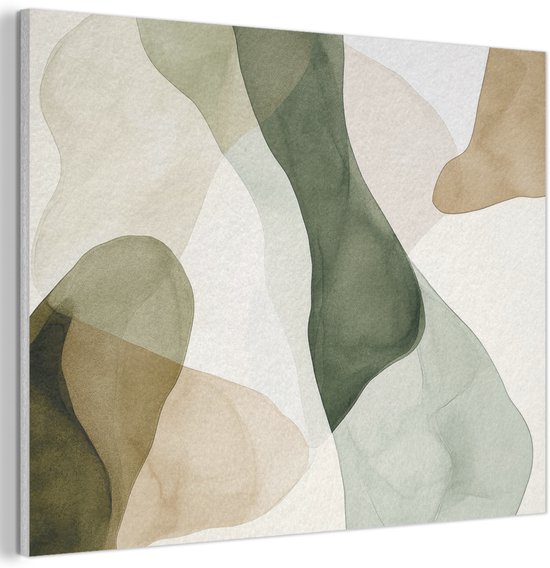 Panneau mural acoustique 100x70 cm - Peinture en Feutre Japandi - Abstrait - Vert - Panneaux acoustiques - Décoration murale insonorisante - Isolation phonique salon - Décoration murale panneaux sonores