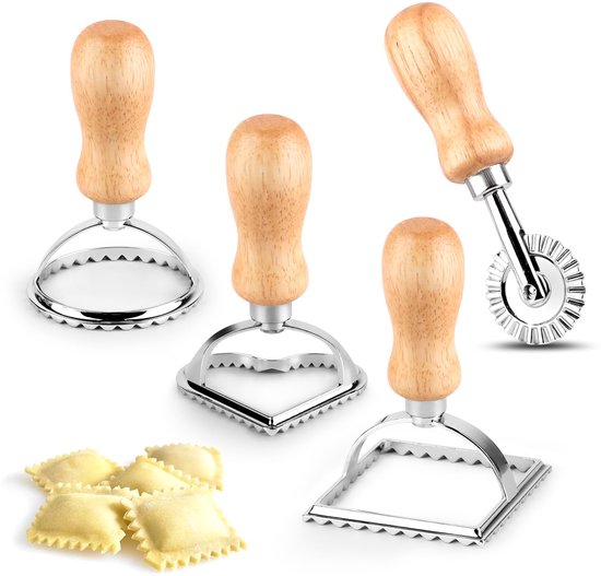 Plantvibes Ravioli Uitstekers In Een Set Van 3, 3 Prachtige Ravioli Vormpjes Met Houten Handvatten Ravioli Stempel En Ravioli Uitsteker
