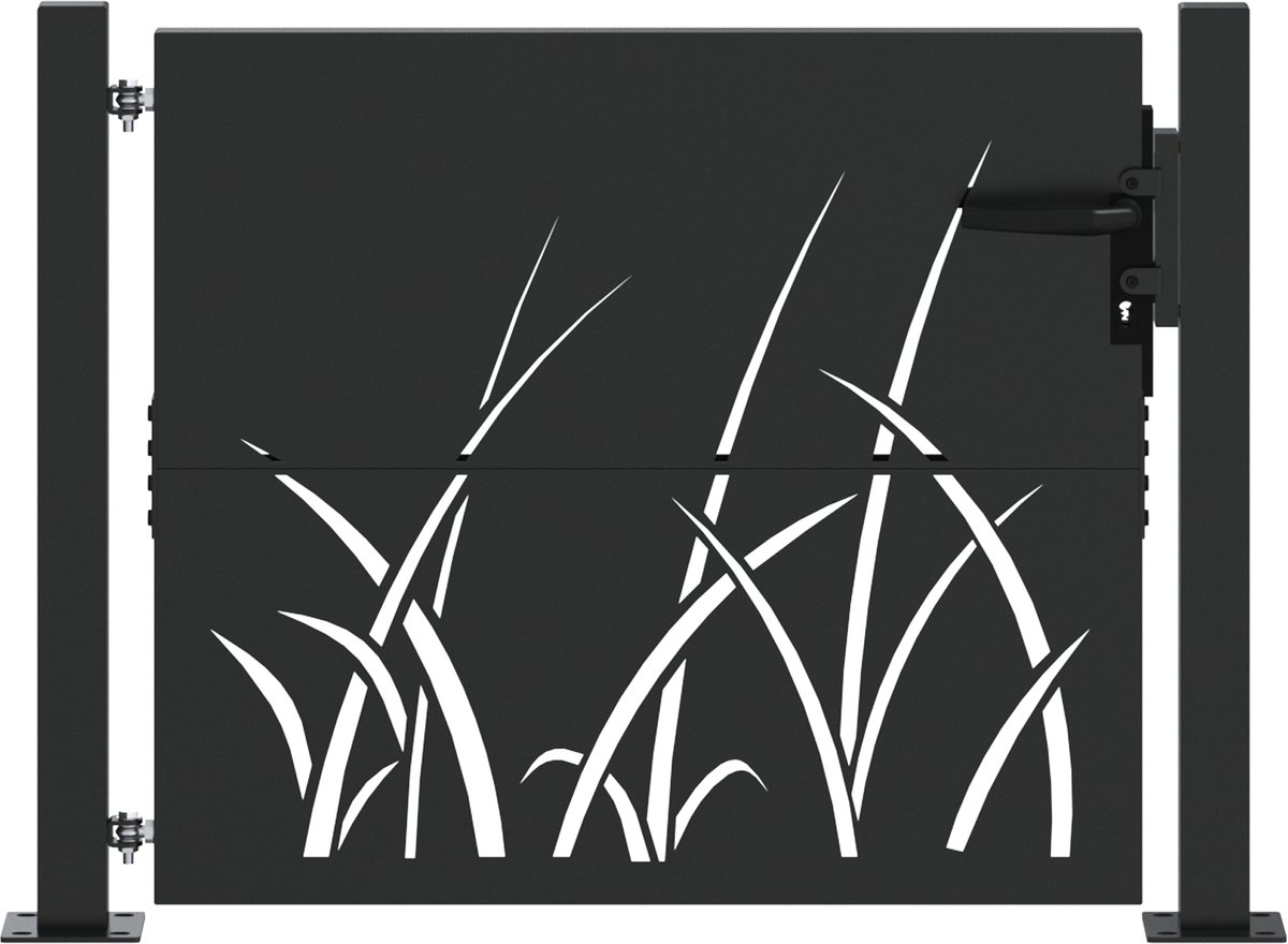 vidaXL - Tuinpoort - met - slot - Zwart - 110 - x - 105 - cm - Poedercoated - staal