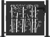 vidaXL - Tuinpoort, - Tuinpoort - 105x75 - cm - Cortenstaal - Bamboe - Ontwerp - Zwart