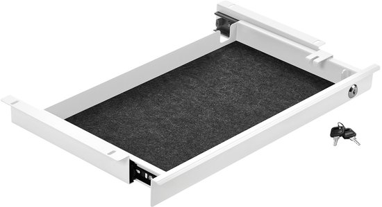 Tiroir à documents en acier CAVO 500 mm blanc verrouillable avec entrée de câble Tiroir pour sous-bureaux