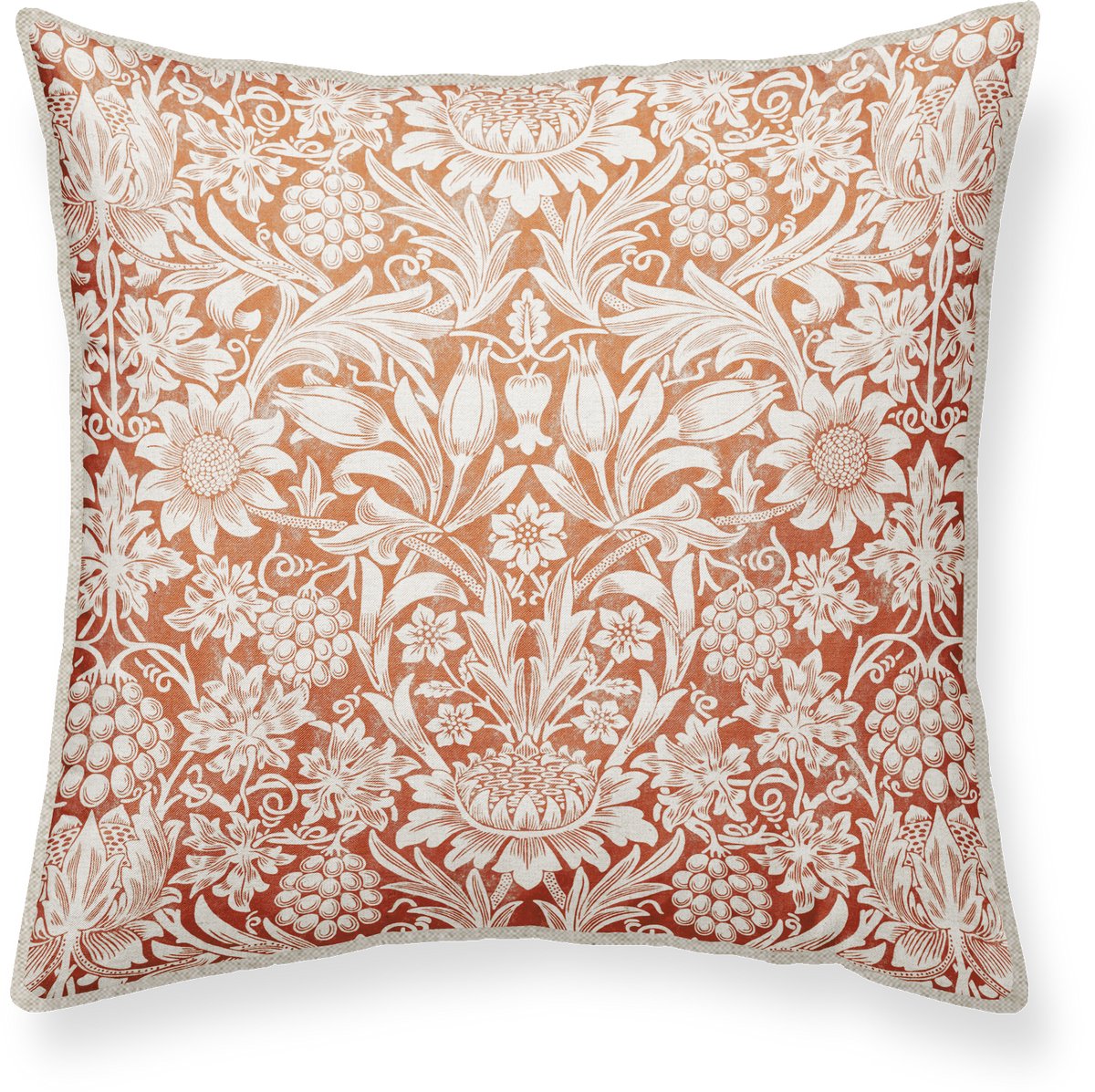 Sierkussen Rood 50x50 cm - William Morris - inclusief binnenkussen - vintage, warme tinten - Linen & Grace