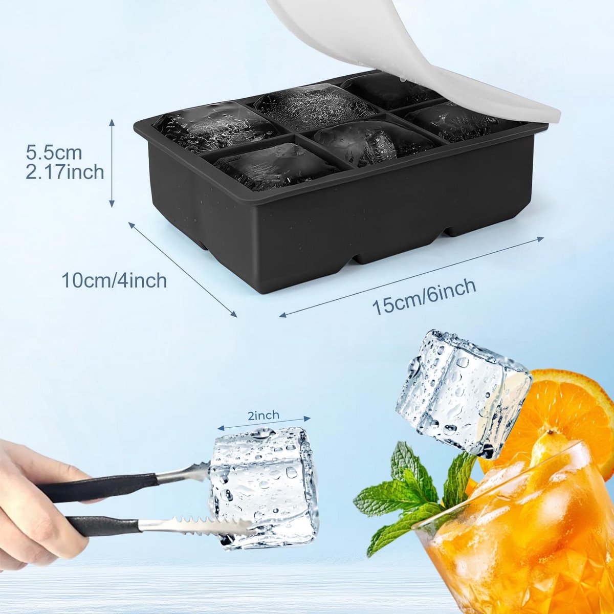 Ibenzoa® Siliconen ijsblokjesvorm met deksel voor grote cocktails en meer dranken