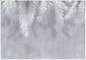 WALLARENA - Fotobehang - 300x210 cm - Fototapete met palmbladeren op beton voor de woonkamer en slaapkamer