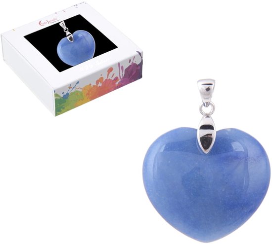 Pendentif cœur en quartz bleu plaqué argent