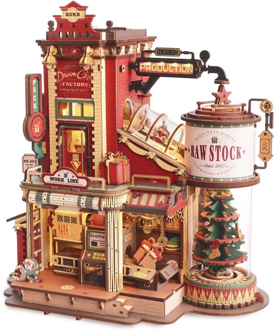 Robotime Dream Gift Factory - Houten muziekdoos met licht en geluid - EAB01