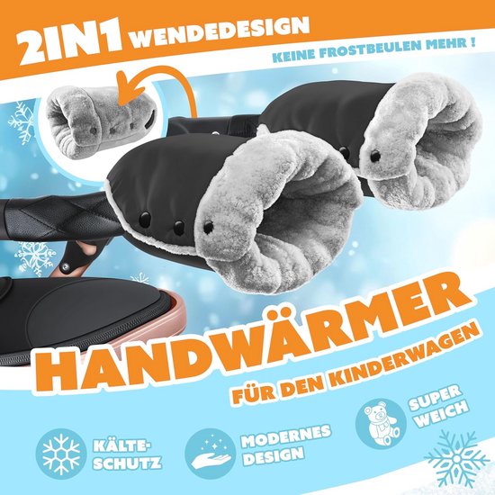 Handwarmer voor Kinderwagens - Universele Mof met Waterdicht en Winddicht Materiaal - Fleece & Katoen — afbeelding 2