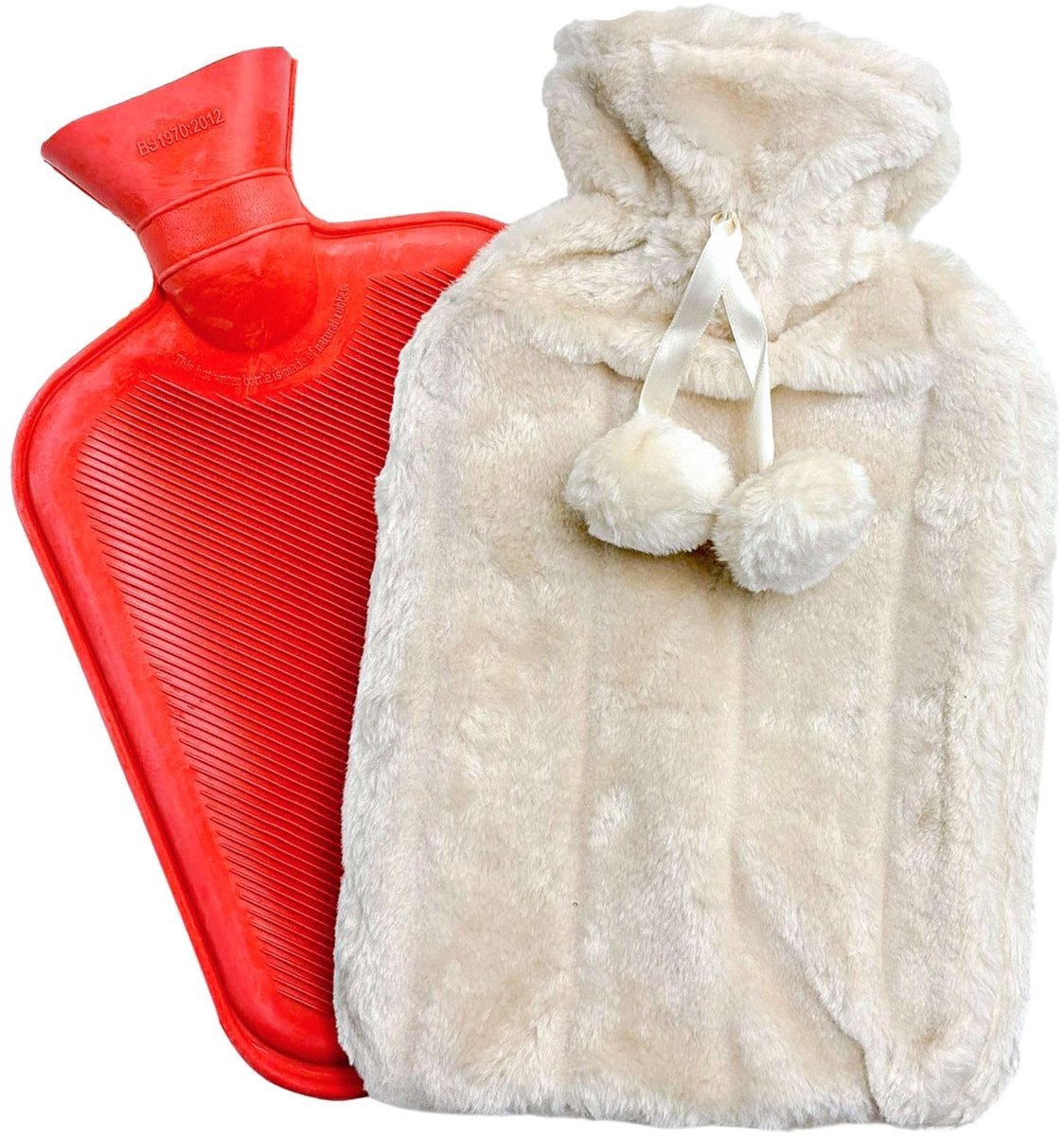 Ibenzoa® Warmwaterkruik met Pluche Hoes - 1.6L voor Rug, Handen & Therapie