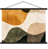 Posterhanger incl. Poster 120x90 cm - Schoolplaat - Vormen - Okergeel - Abstract - Textielposter - Zwarte latten