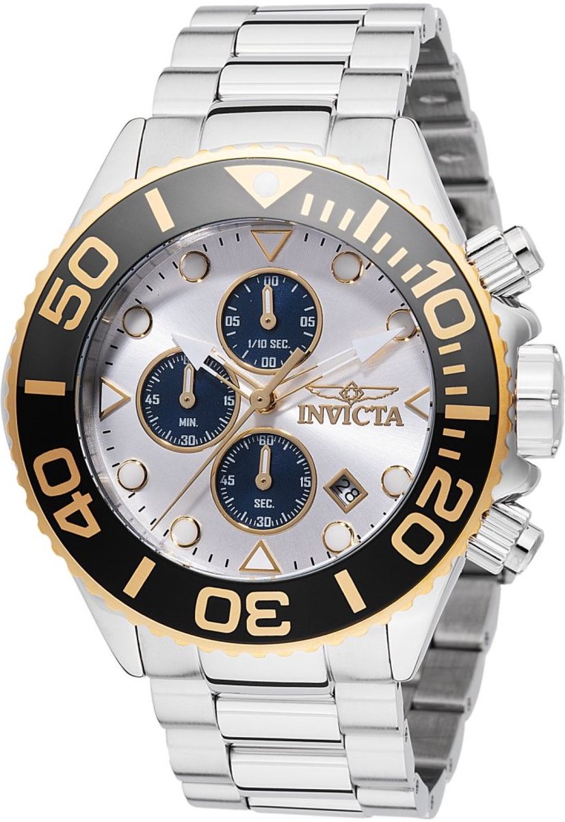 Invicta Grand Diver 48589 Heren Horloge - Waterdicht - Analoog - Quartz Uurwerk - Roestvrij Staal met zilveren Wijzerplaat - 52mm