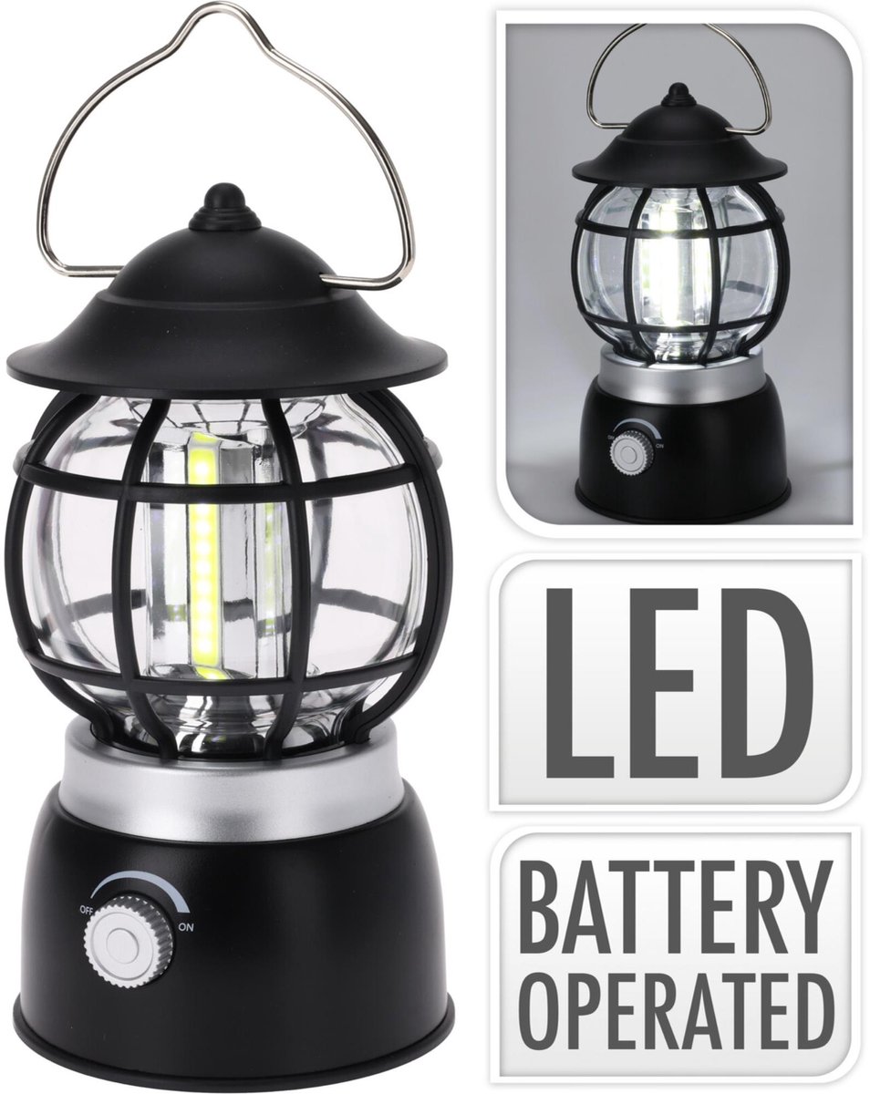 Campinglamp cob 10x19cm zwart