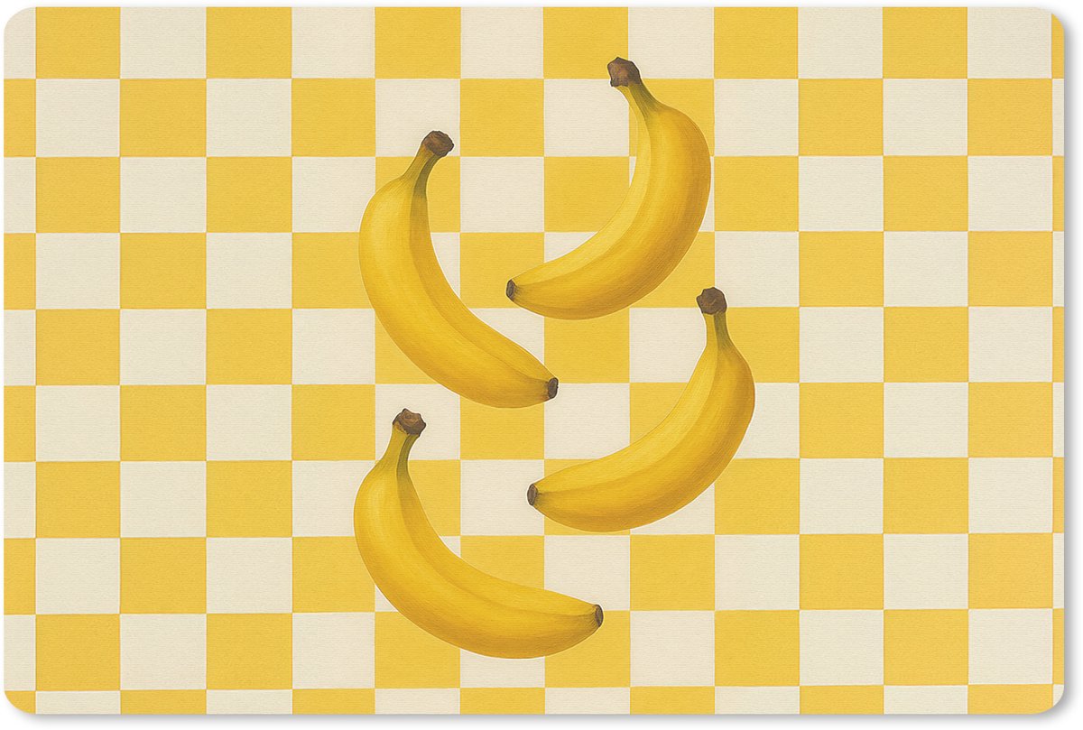 Muismat 27x18 cm - Mousepad Bananen - Geel - Geblokt - Muismatten