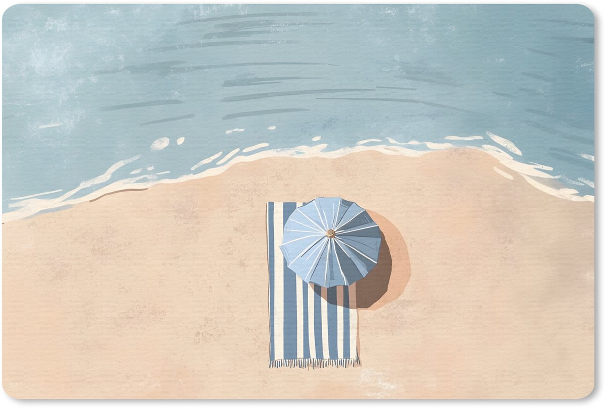 Muismat 27x18 cm - Mousepad Strandlaken - Strepen - Parasol - Strand - Muismatten