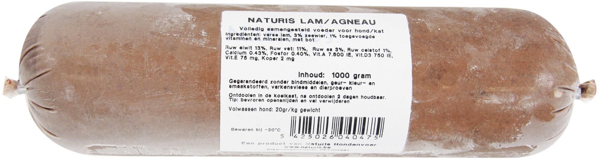 Naturis Diepvries Hondenvoer Lam - Versvlees zonder Granen - 1000 gr