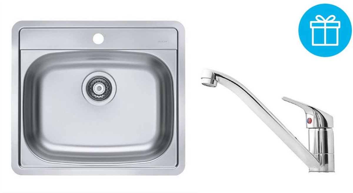 Alveus Sets - Set spoelbak More 10, keukenkraan Riviera + cadeau, chroom SETA738