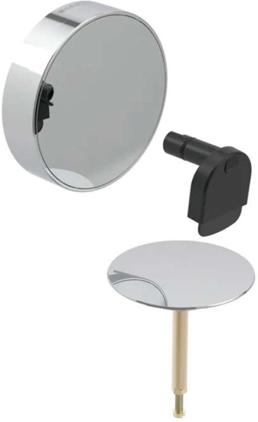 Kit de finition pour vidage de baignoire avec commande rotative et arrivée d52, chrome