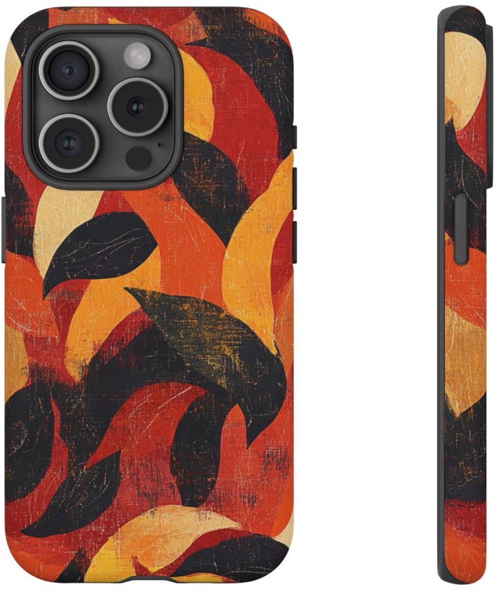 Abstract Herfstbladeren Patroon – Telefoonhoesje Geschikt voor iPhone 15 Pro