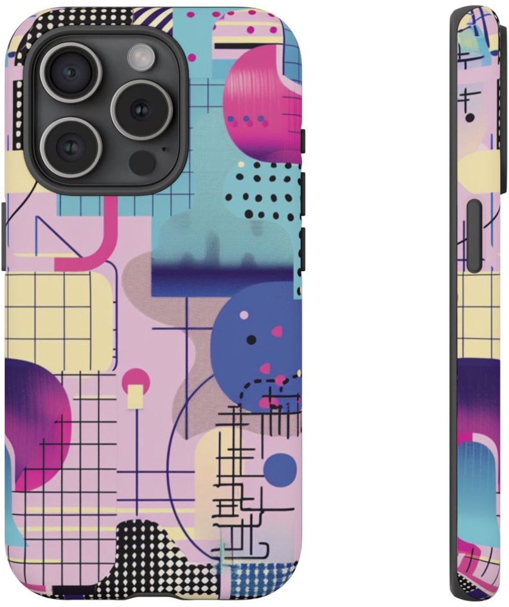 Kleurrijk Abstract Geometrisch Patroon – Telefoonhoesje Geschikt voor iPhone 15 Pro