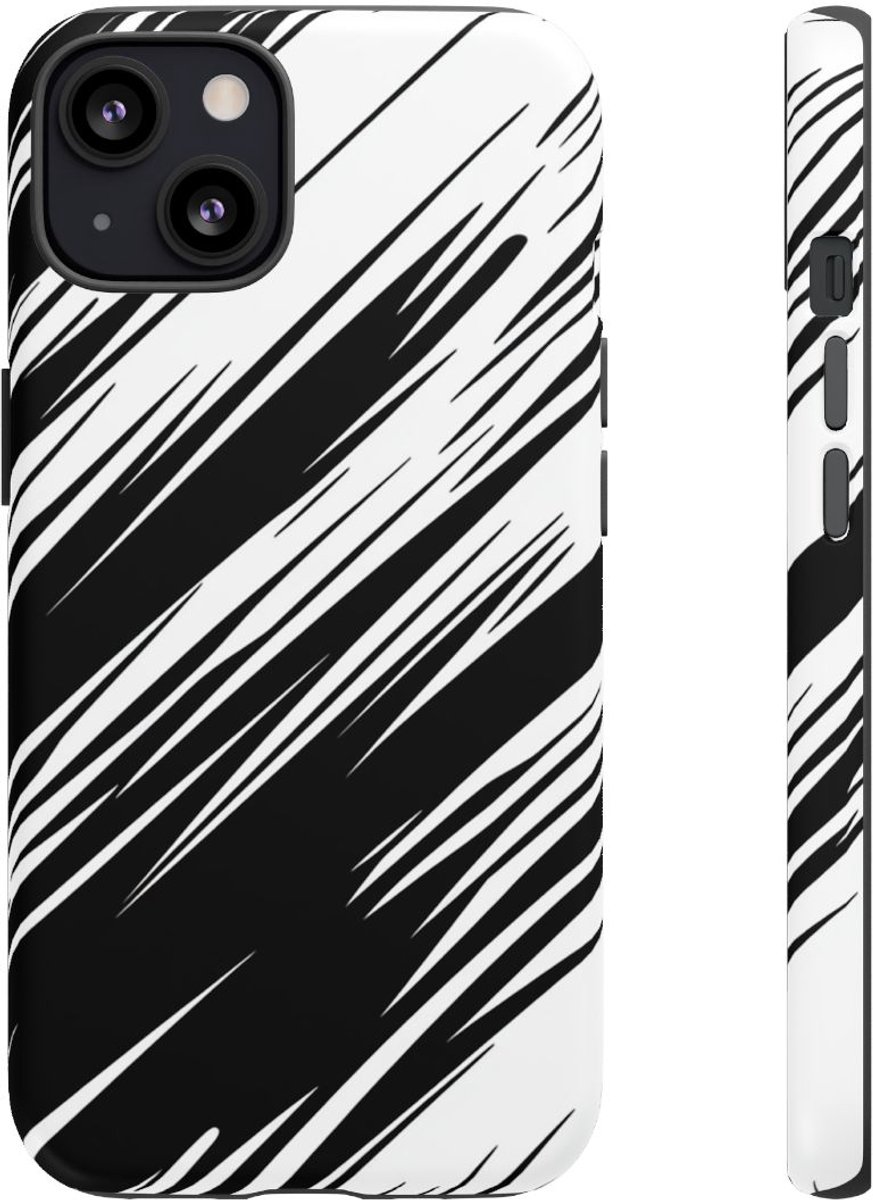 Zwart-Wit Snelheidslijnenpatroon – Telefoonhoesje Geschikt voor iPhone 13