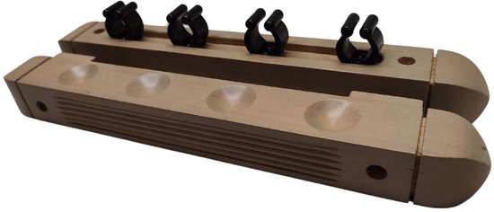 wand keu rek 4-keus grey-oak voor pool-, biljart- & snookerkeu's