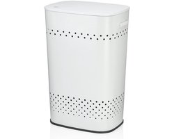 Wasmand, Met Zitdeksel, 60 L, RVS met Poedercoating, Wit - Kela | Malaga