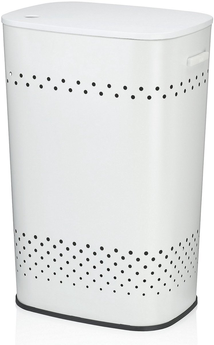 Wasmand, Met Zitdeksel, 60 L, RVS met Poedercoating, Wit - Kela | Malaga