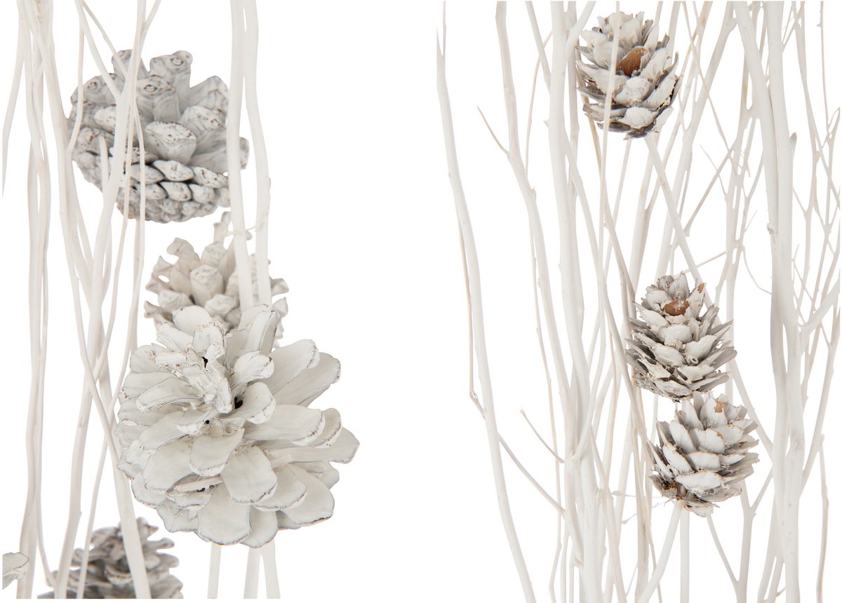 J-Line decoratie tak Denappel - riet - wit - 2 stuks