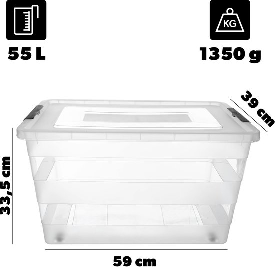 KADAX Opbergdoos met deksel, speelgoeddoos, duurzame plastic container, opbergdoos met kliksluiting, opbergcontainer (zwart, 28 L