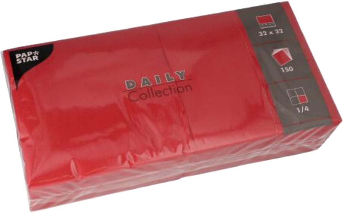 150 Servetten DAILY Collection 1/4 vouw 32 cm x 32 cm grijs