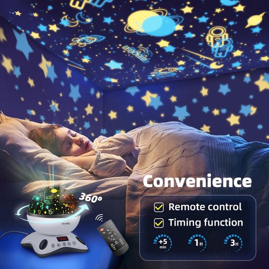 RFWR® Projector met Sterrenhemel - Nachtlamp met Muziek en 8 Lichtmodi voor Kinderen van RFWR — afbeelding 4