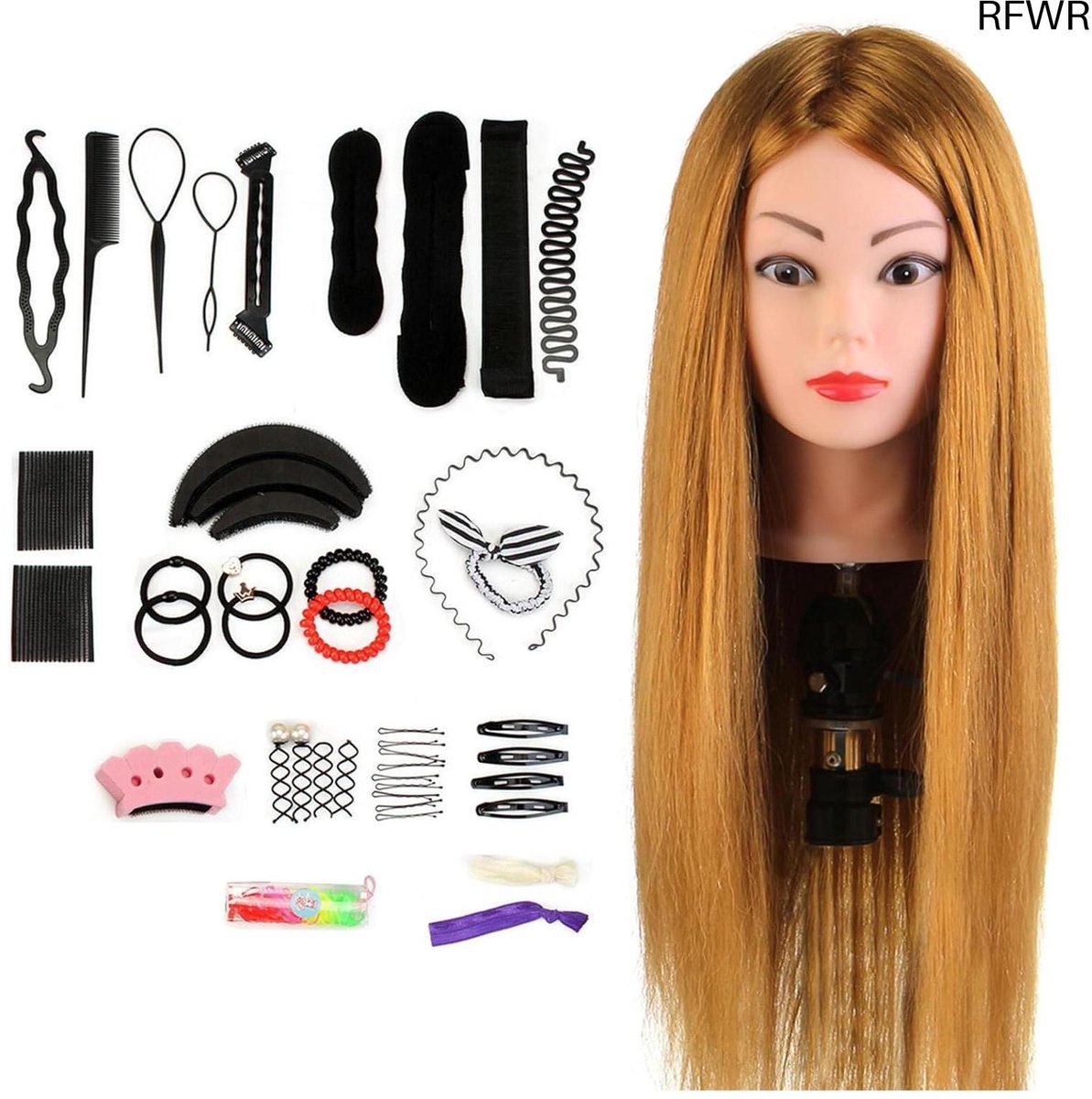 RFWR® Kappershoofd met 80% Echt Haar - Trainingshoofd voor Kappers en Haarstyling