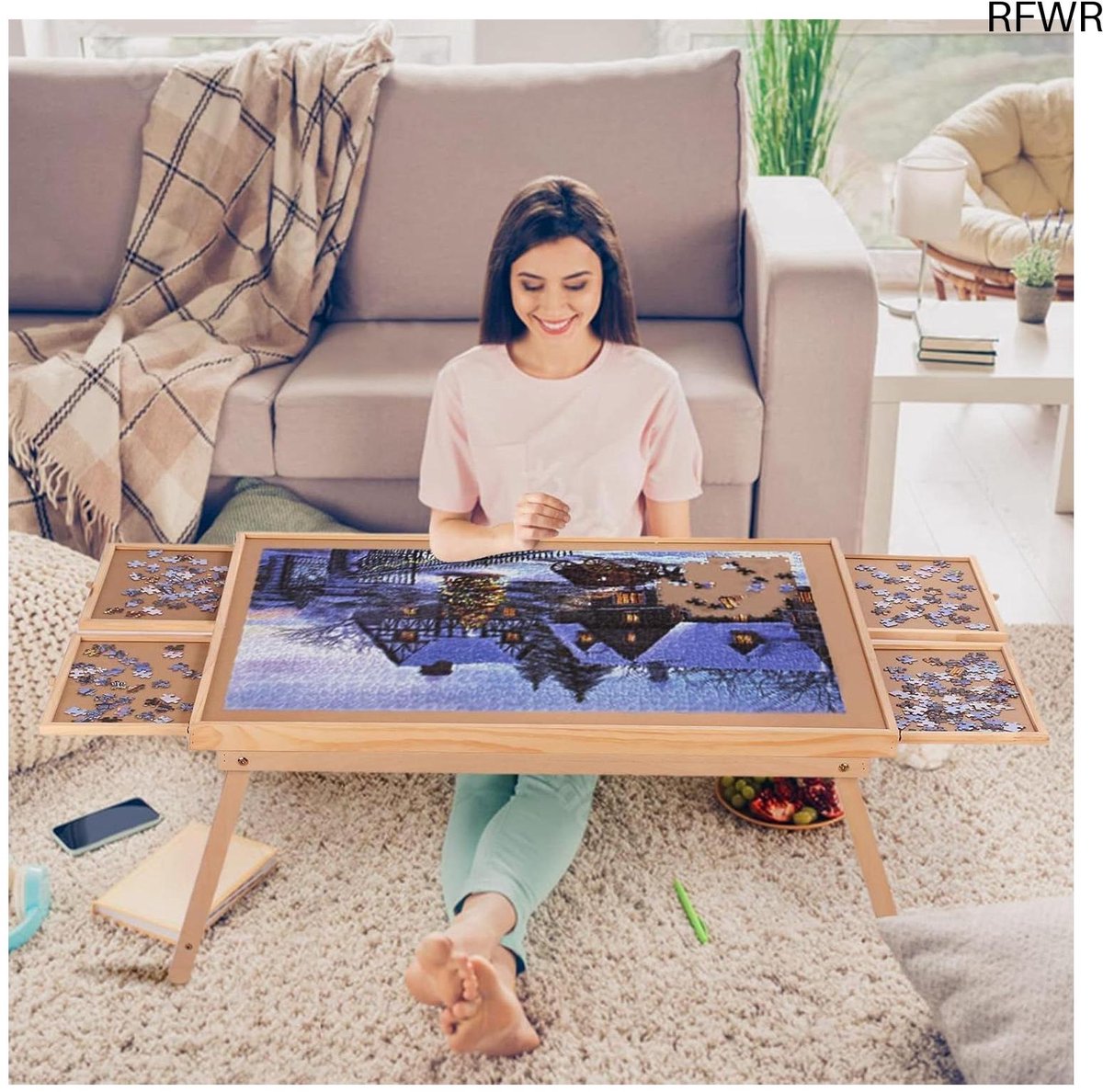RFWR® Puzzelplank 1500 stukjes - Puzzeltafel met 4 Laden en Afdekking