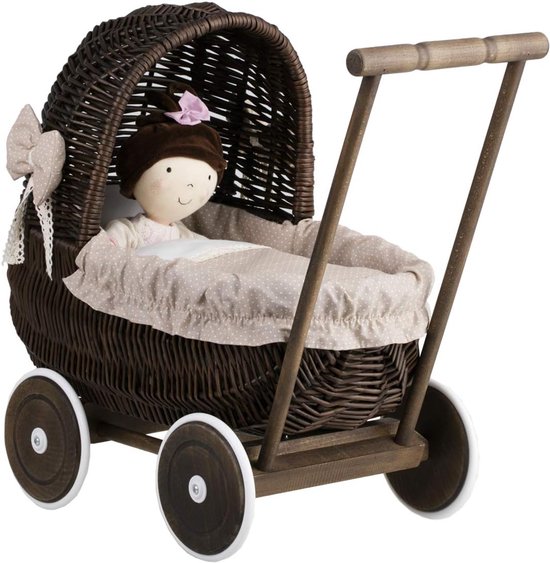 e-wicker24 Alles aus Weide Desayer Poppenwagen van wilgentenen met linnen beddengoed, speelgoed uit weiden in beige, natuurlijk kinderspeelgoed, een cadeau voor een kind e-wicker24 Alles aus Weide Desayer Poppenwagen van wilgentenen met linnen beddengoed, speelgoed uit weiden in beige, natuurlijk kinderspeelgoed, een cadeau voor een kind