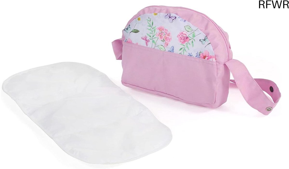 RFWR® Luiertas voor Poppen met Wasbare Aankleedmat - Roze Bloemen Design