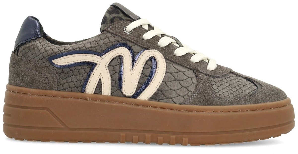Manfield - Dames - Grijze suède sneakers - Maat 36