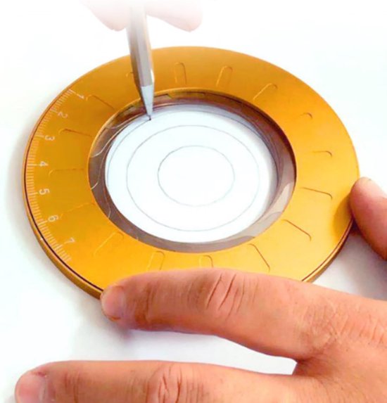 Verstelbare Cirkel Opstellen Liniaal - Candeon Tekengereedschap - Stencil Sjabloon - Roestvrij Staal Tekening Maker - Rotary Stencil Maker voor Meten en Tekenen 25-78mm van Merkloos	 — afbeelding 5