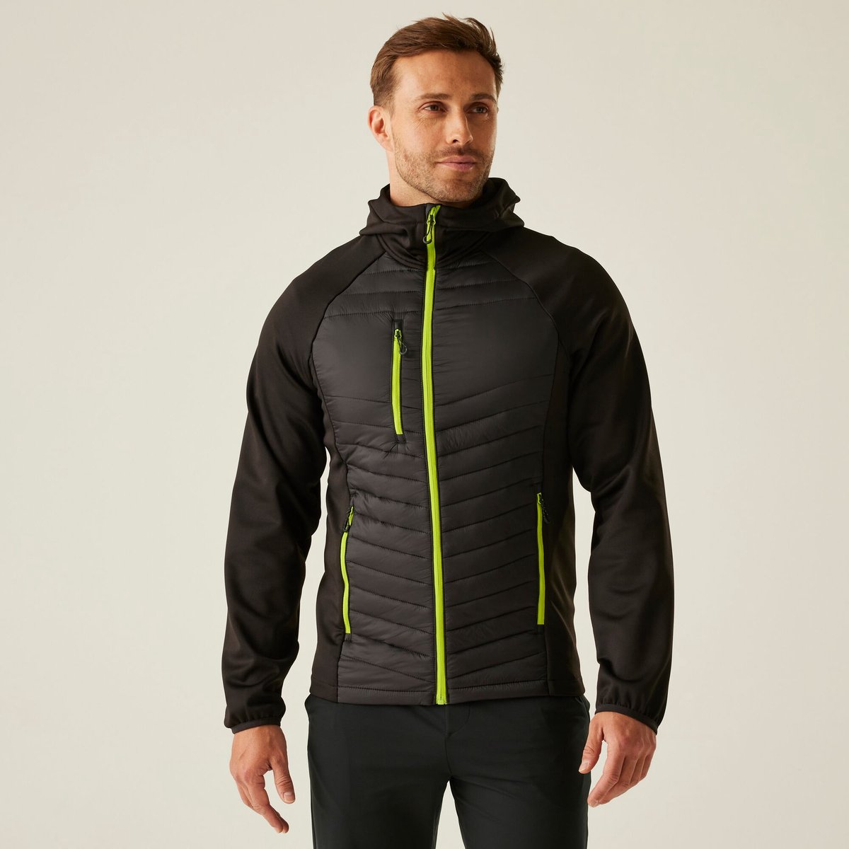 Gevulde Jas Hiking Heren Nagate Hybrid Jacket Zwart