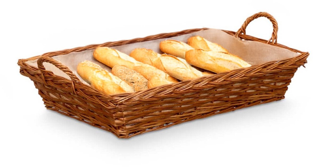 Kipit Storage Rieten mand - gevlochten riet - bruin - 63 x 41 x 16 cm - broodmand - serveermand