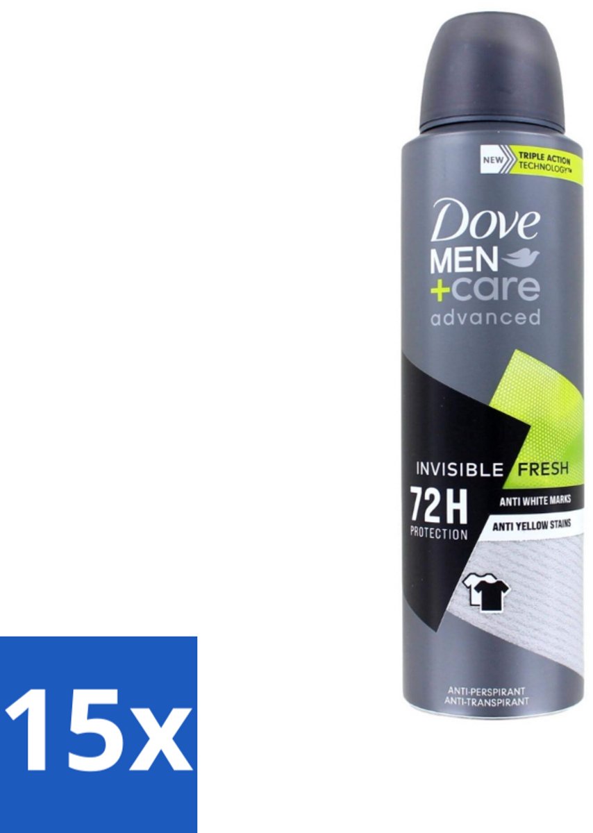 Dove Men+Care Deodorant Spray - Invisible Fresh - 150 ml - Bulkverpakking - 15 stuks
