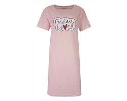 Temptation Dames Bigshirt - Friday Love Print - Licht Roze - Maat XL