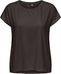 Donkerbruin, kort mouwen t-shirt met ronde hals en kleine logo-print op de borst.