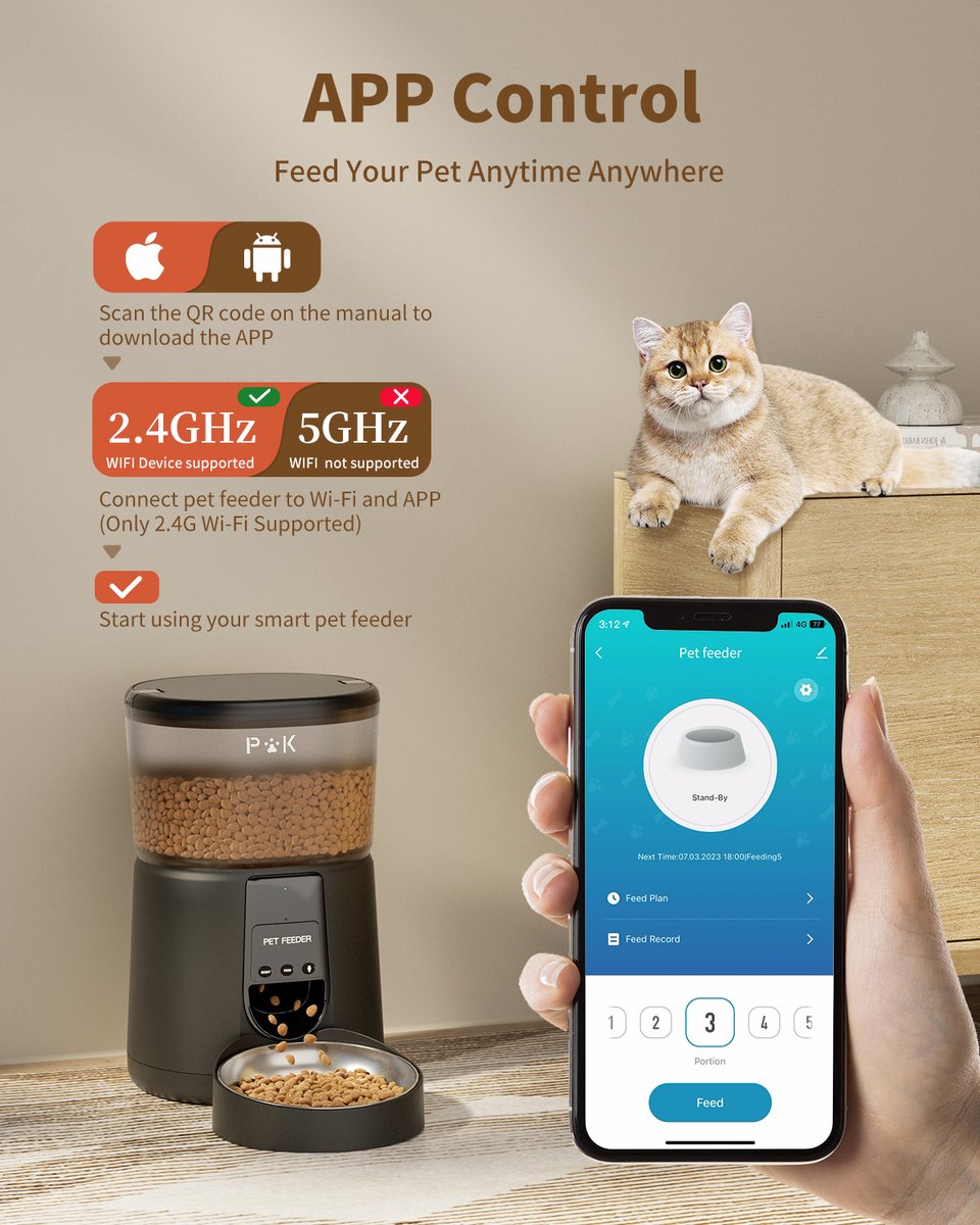 PUPPY KITTY Automatische Voerbak 4L Zwart met App - afbeelding 3