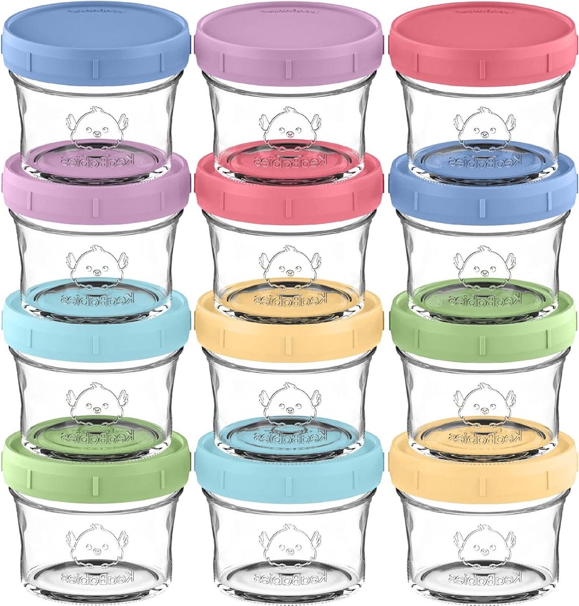 Allecto Plus - 12 Delige Set Glazen Babypap Invriezen Containers - Babyvoedingscontainer Aanvullende Voeding - Magnetronbestendig - Lekvrij - Nord Design