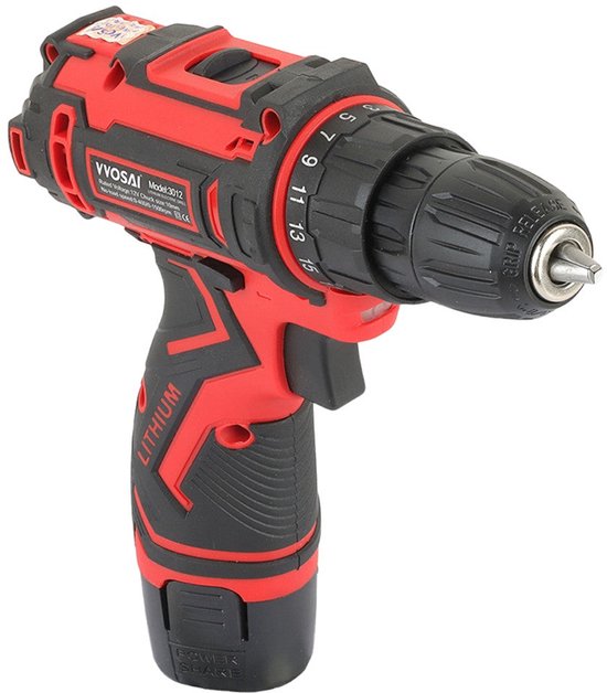 Accu-schroefboormachine 12 V met 2 accu's en lader
